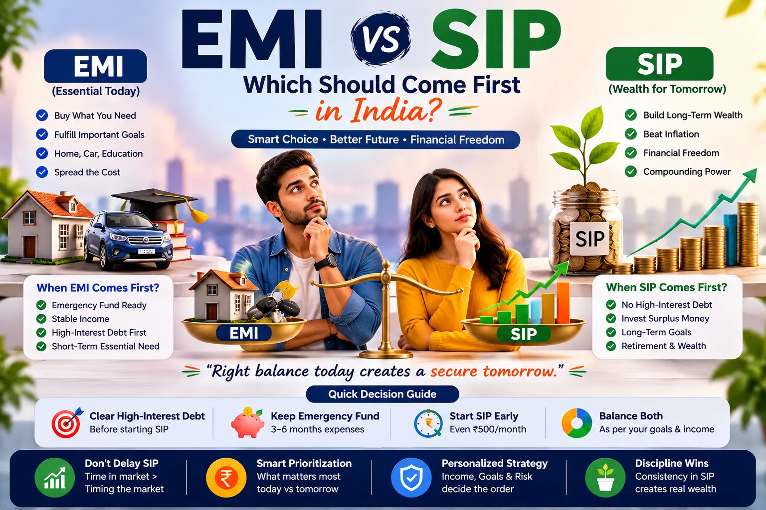 EMI versus SIP decision for India — which should come first and how to balance loan repayment with investing