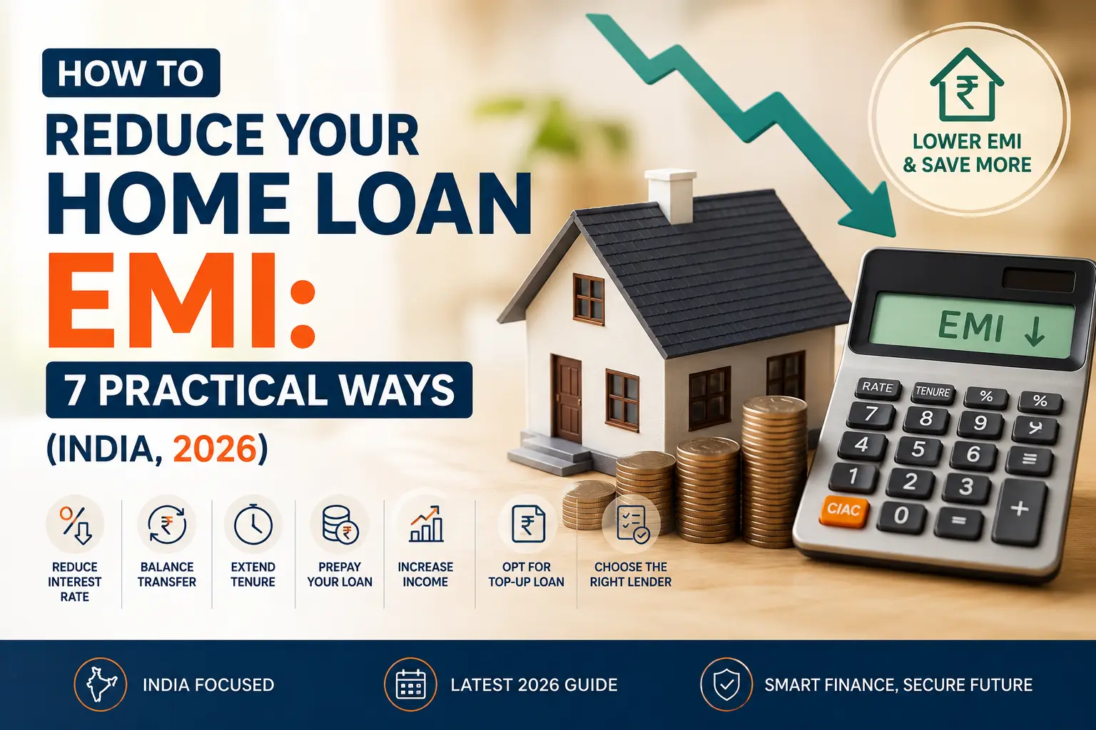 How to reduce your home loan EMI in India — prepayment, refinancing and tenure strategies compared